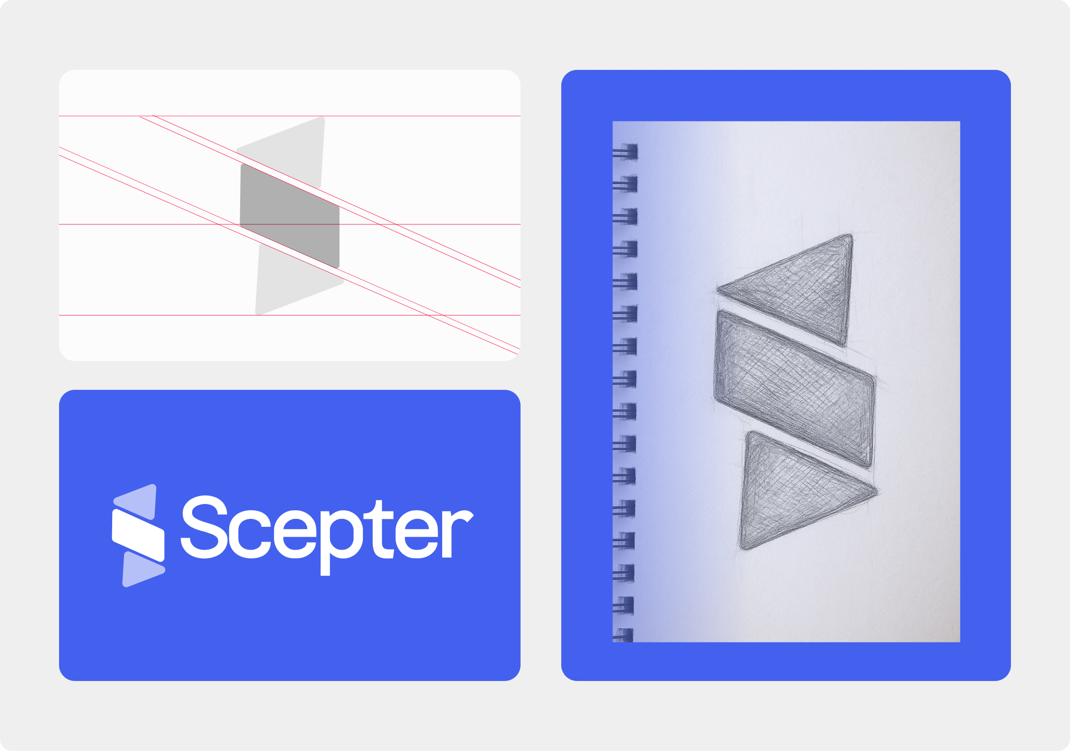 Scepter logo construction and sketch process